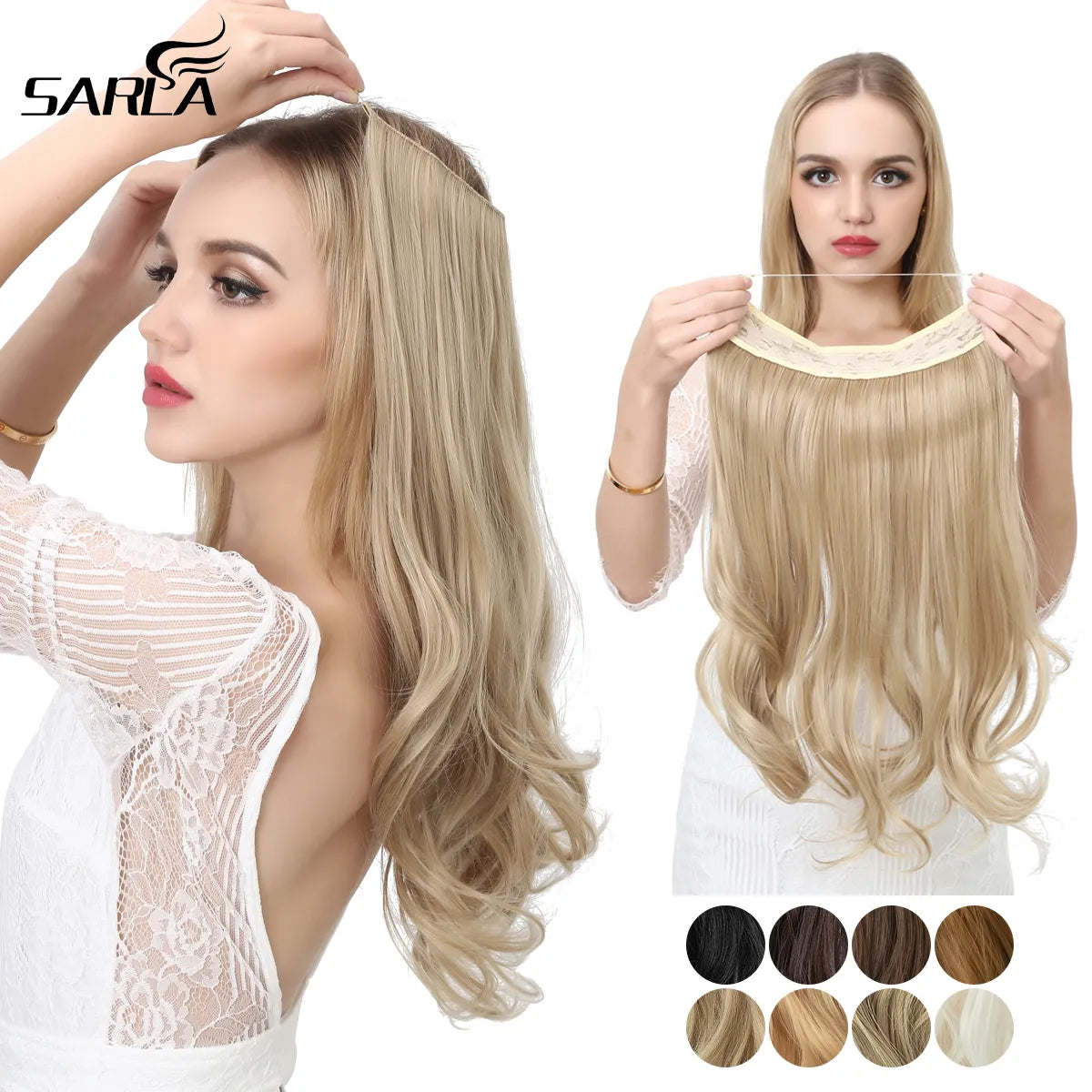 Synthetic Extensions Ombre Natural Black Blonde Pink 56cm